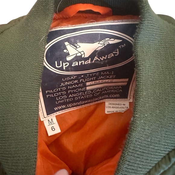 Up and Away Medium-Weight MA-1 Flight Bomber Jacket in Green With Seven Patches - Picture 4 of 4